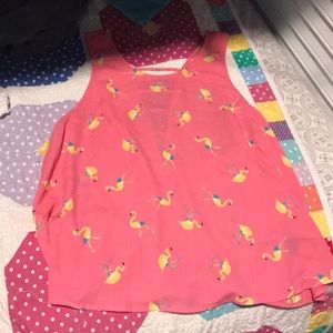 This is a flamingo tank top